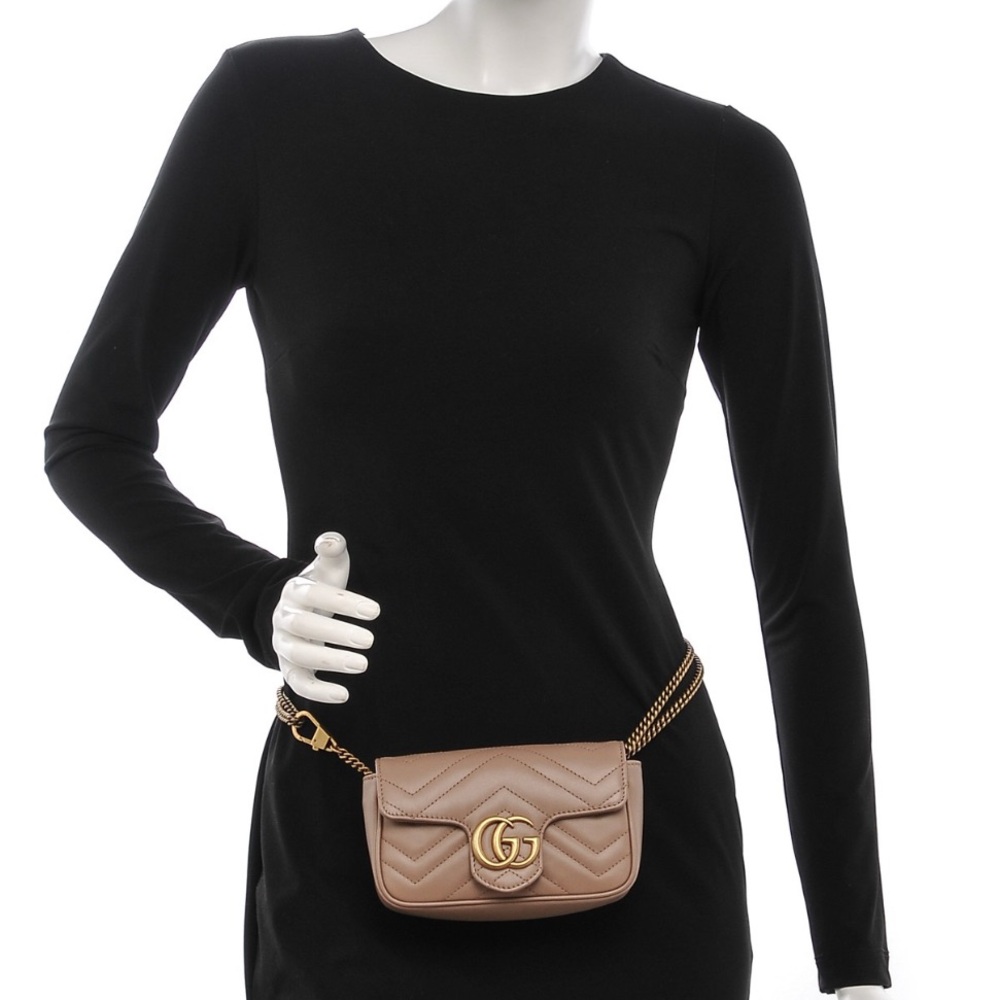 Gucci GG Marmont Mini Quilted Black Leather Shoulder Bag - Picture 6 of 16